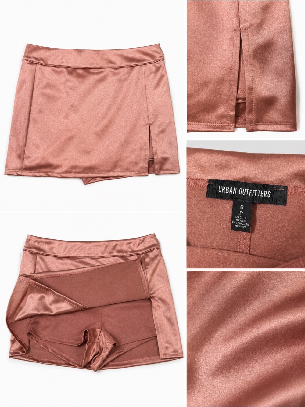 Urban Outfitters Rose Gold Satin Mini Skort